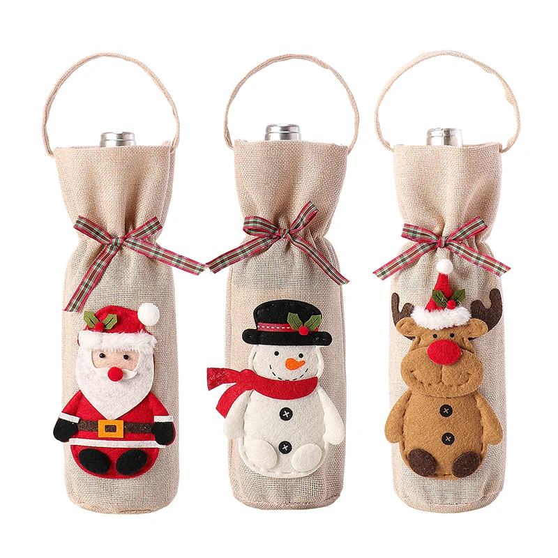 Christmas Reusable Wine Bottle Gift Bag-Xmas Holiday Decorative Wine Bag For Wedding Birthday Party Festive Gift Packaging Cover