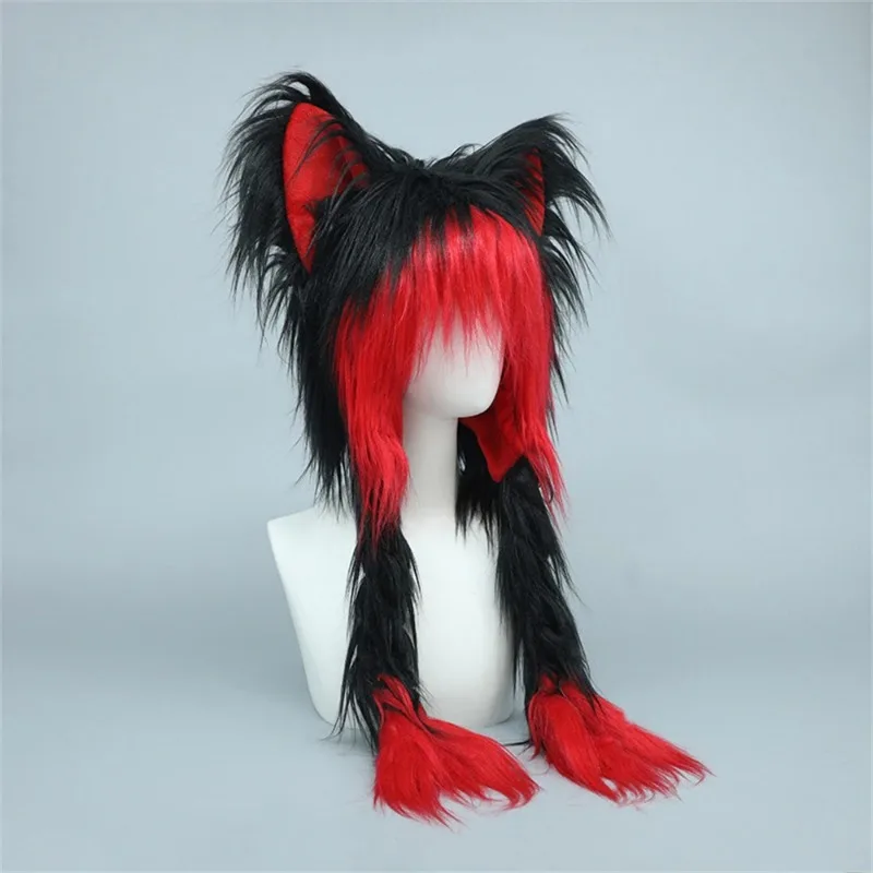 3 Colors Fursuit Plush Animal Cosplay Cat Hat Furry Wig Anime Props Doll COS Kig Cute Ear Kigurumi Costume Party Earmuffs