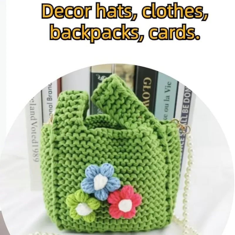 DIY Clothing Knitted Flower Accessories Sweater Hat Bag Cute Convenient Decoration Components Handmade Cotton Soft Puff Flowers