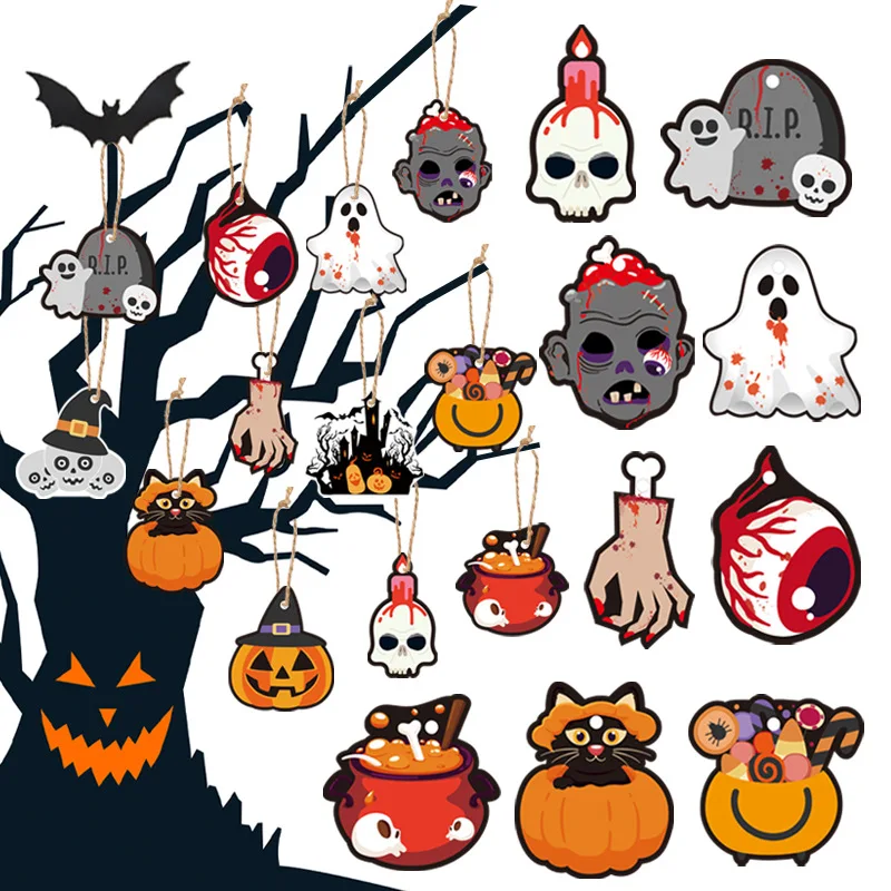 

12/36pcs Halloween Horror Paper Hanging Pendant Party Favor Halloween Decor Tree Ghost Trick Or Treat Ornaments Festival Props