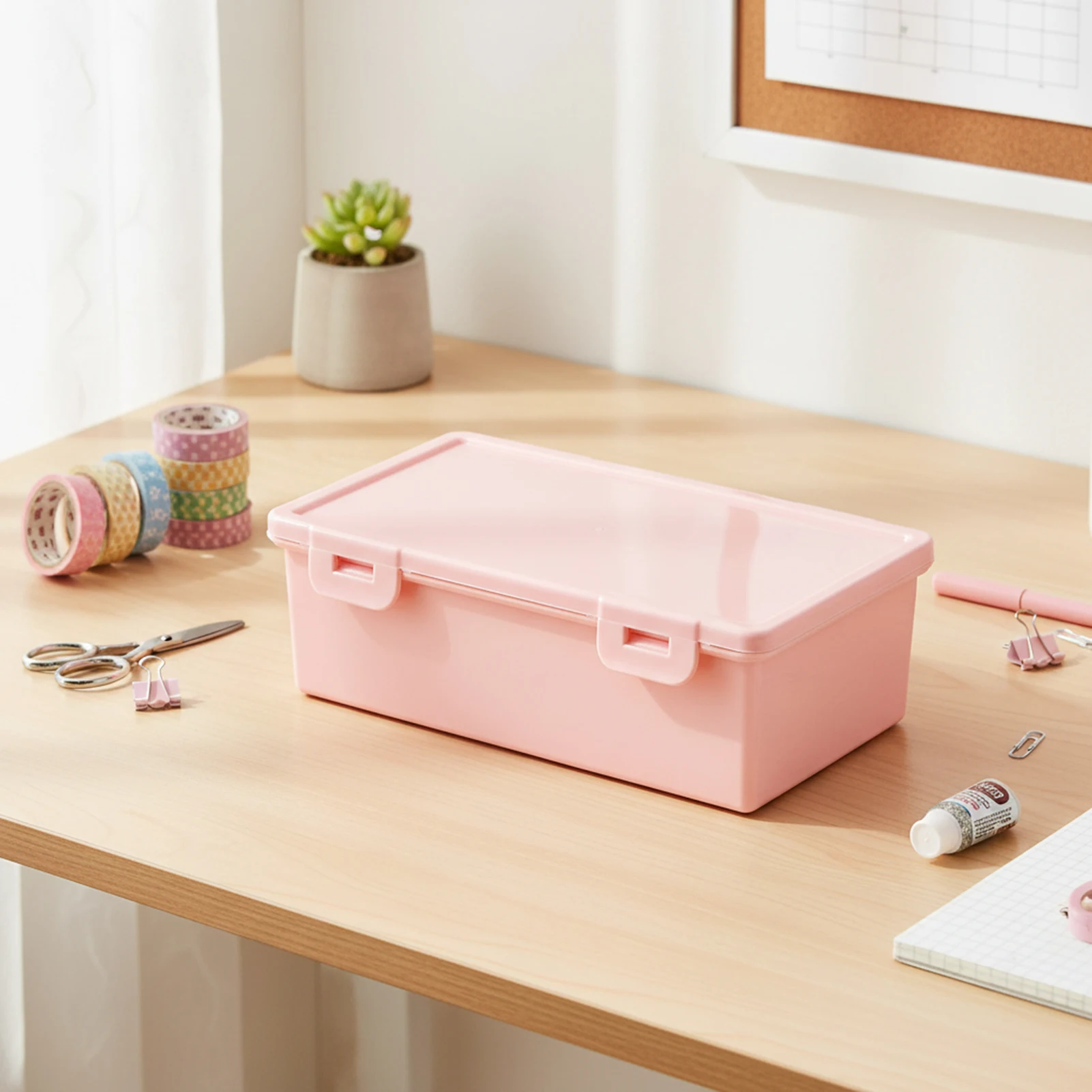 Astuccio colorato di grande capacità per la scuola, l'ufficio, organizer per cancelleria in plastica trasparente, scatola da scrivania Macaron - immagine 2