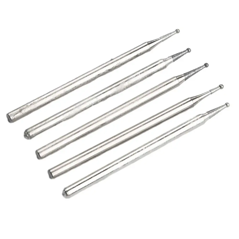 5 Stücke Diamant Runde Entgraten Schleifbohrer Schleifkopf 2,35mm Schaft Schnitzen Präzisionsschnitzwerkzeug 0,5mm-8mm – Detail 9