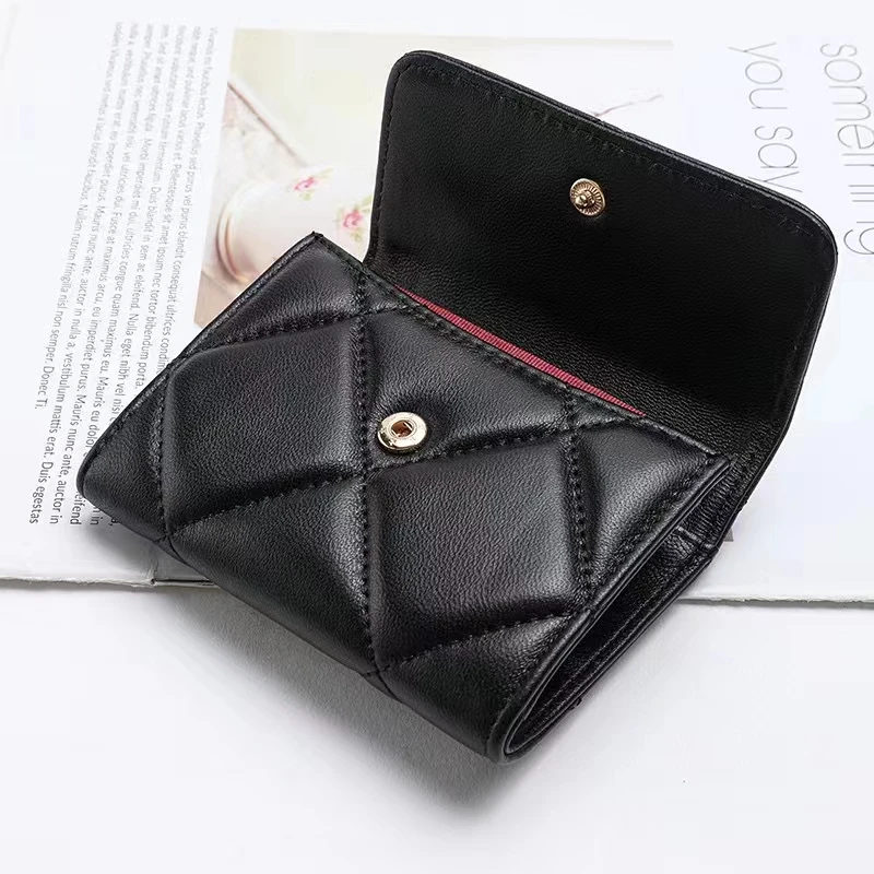 Luxury Brand Leather Wallet Sheepskin Slim Mini Handheld Bag for