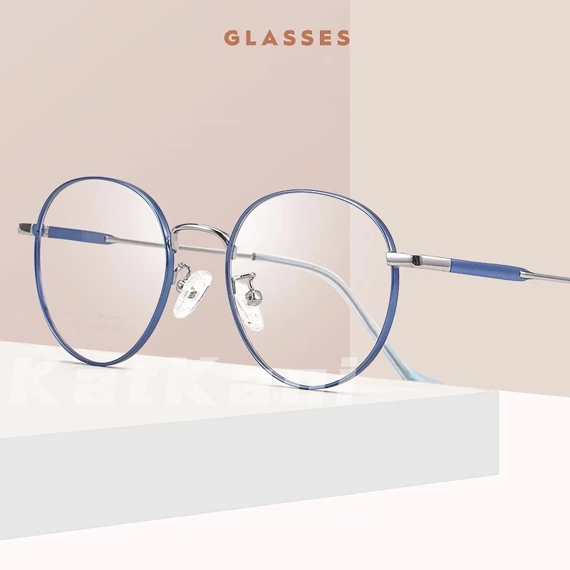 

New Super Light Titanium Alloy Two-tone Eyeglasses Men Retro Round Myopia Optics Prescription Glasses Frame Women AC017