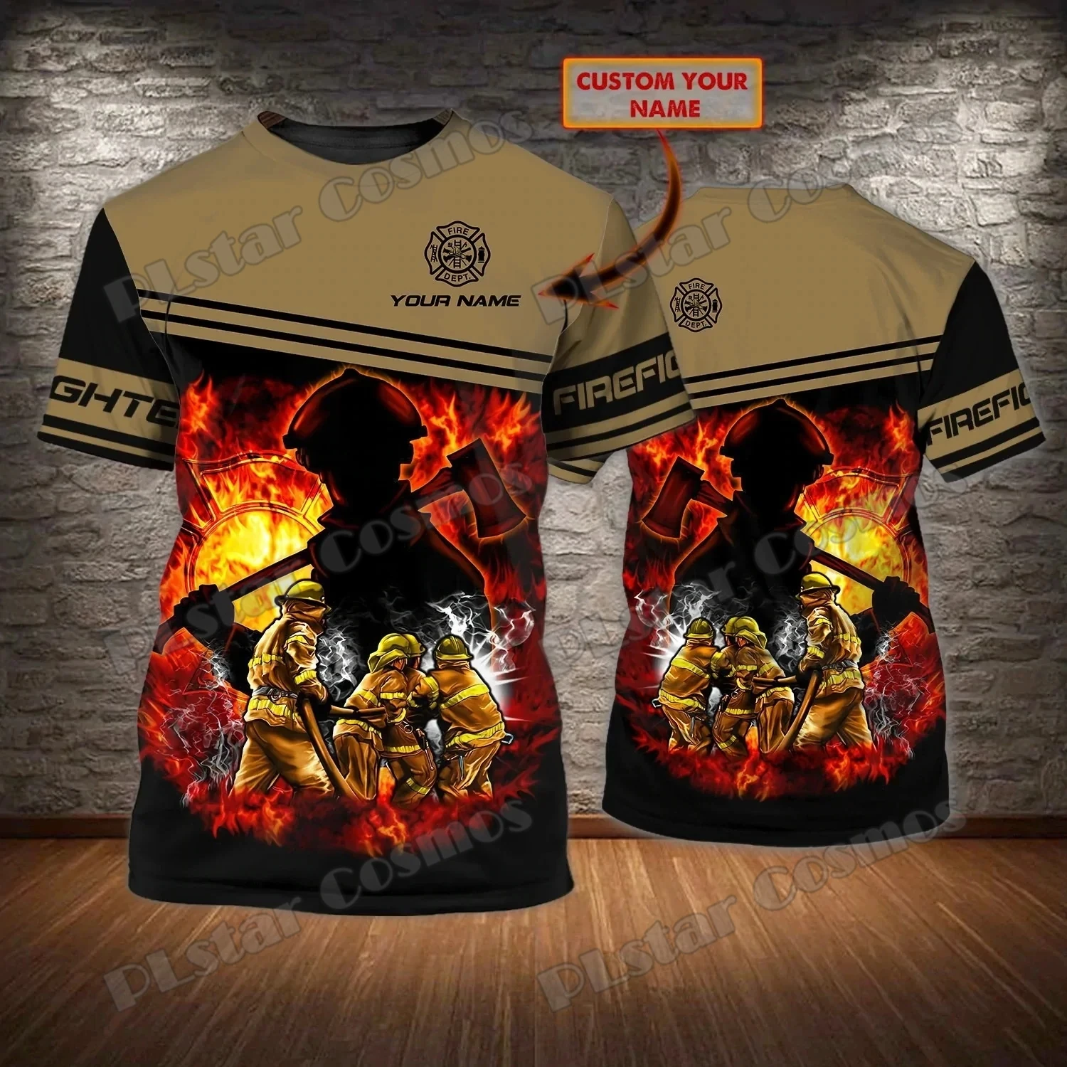 PLstar Cosmos Benutzerdefinierte Name Feuerwehrmann 3D Gedruckt Herren t-shirt Sommer Unisex Casual Tee Shirt Ruhestand Geschenk Zu Feuer Mann DW239 – Detail 12
