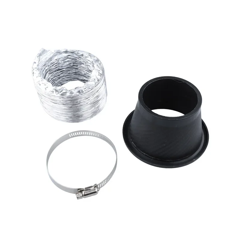 Air Intake Kit Universal Car Front Bumper Admission Air Turbo Air Intake Pipe Kit ABS Turbine Inlet Kit Pipe Funnel Carbon Fiber Look