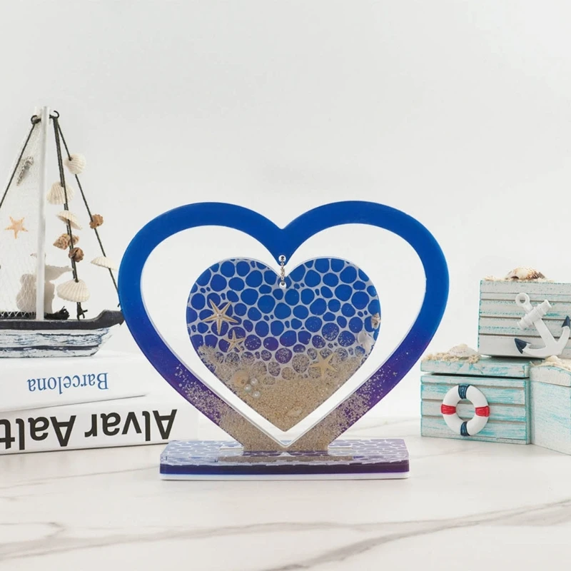 

Epoxy Resin Silicone Mold Double Loves Photo Frame Decoration Mold for Crafts E0BE