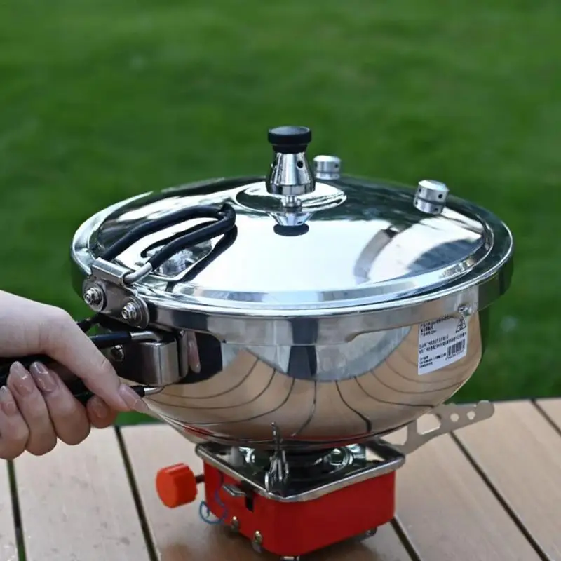Camping Small Pressure Cooker High-pressure Pot Valve Safeguard Stainless Steel Cooking Pot Canning Pressure Canner 80KPa
