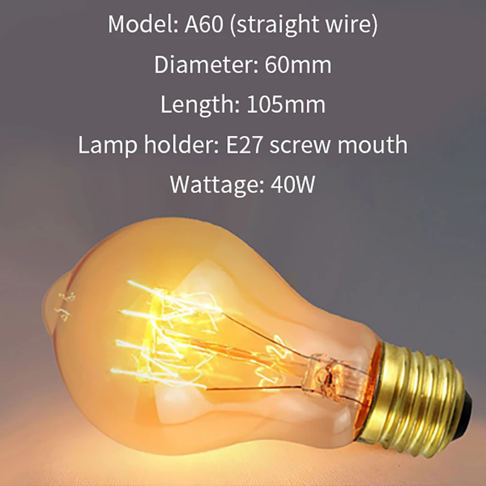 

Edison Retro Tungsten Light Bulb E27-40w Edison Lamp Wedding Party Retro Vibe Vintage Cozy для дома