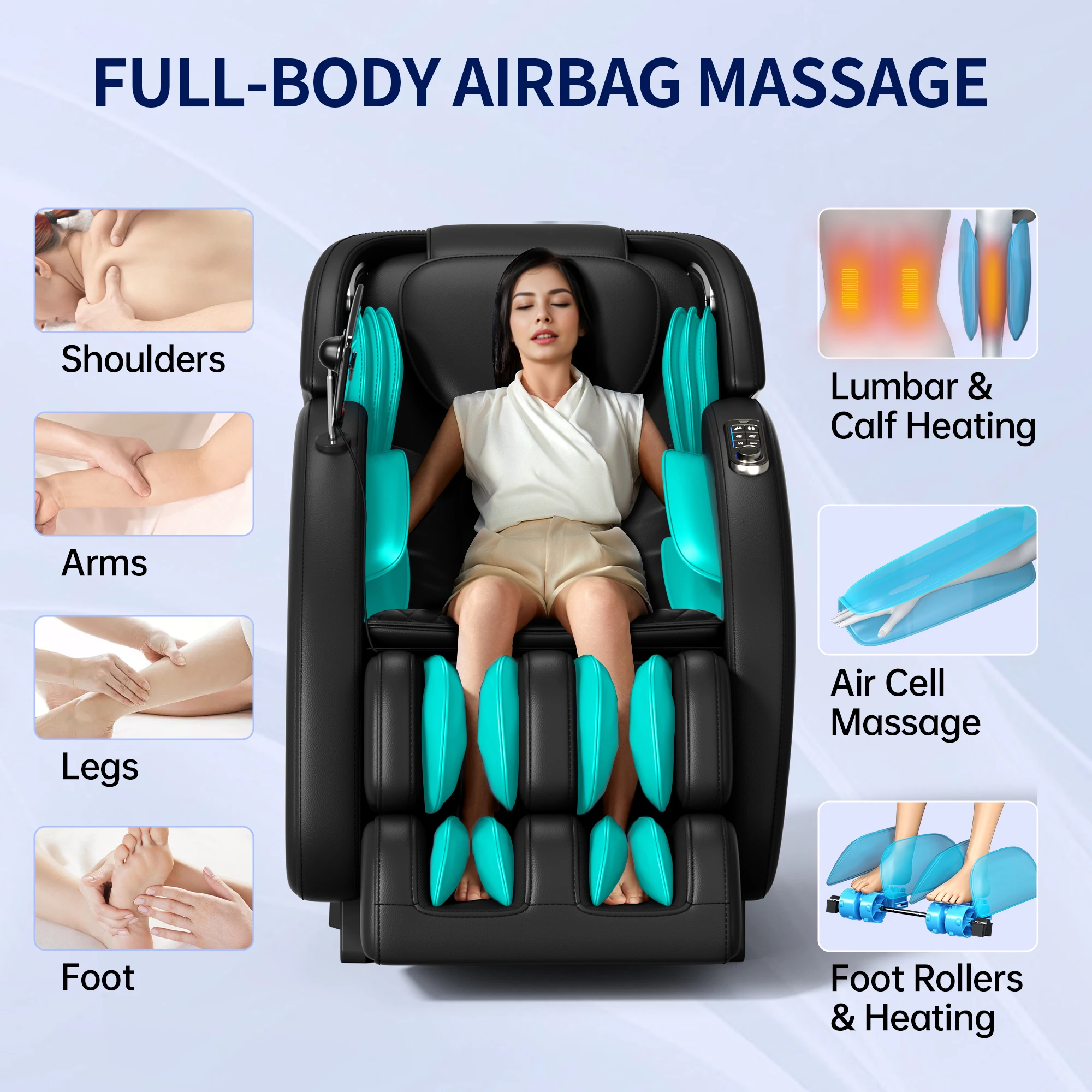 1 Year Warranty USA Local Delivery  3D Airbag Zero Gravity full body Massage Chair Home 3D Foot Roller Shiatsu Office Chair 3