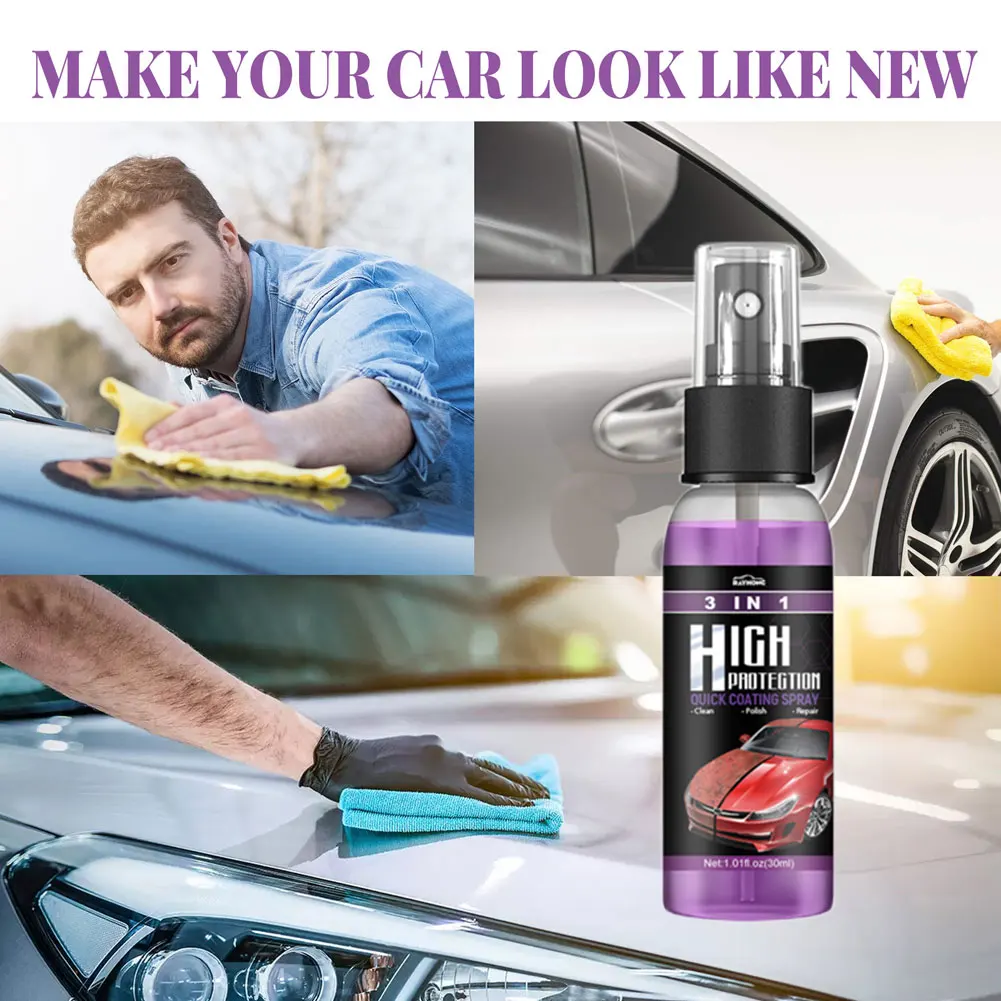3 in 1 High Protection Quick Ceramic Coating Nano Spray Car Coating Wax Polishing Spray Plastic Refresh Fast Fine Scratch Repair