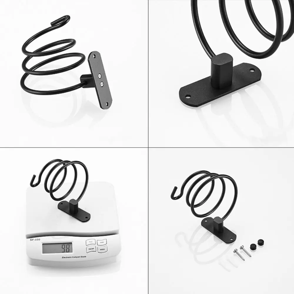 Aluminum Hair Dryer Holder Wear Resistant Waterproof Wall Mounted Portable Durability Spiral Stand