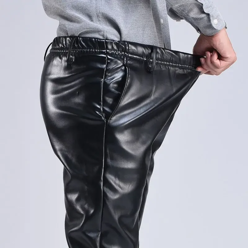 Spring Autumn Men Leather Pants   Smart Casual Male PU Faux Leather Trousers Plus Size Oversize 2