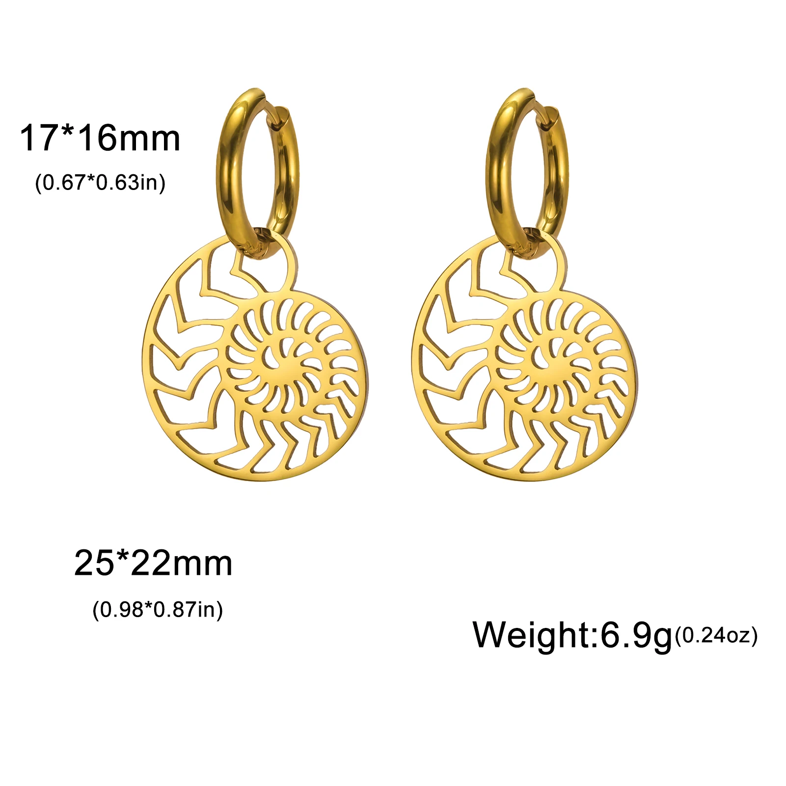 Teamer Vintage Geometric Nautilus Hoop Earrings Stainless Steel Bohemian Shell Snail Dangle Earrings Women Jewelry Wedding Gifts