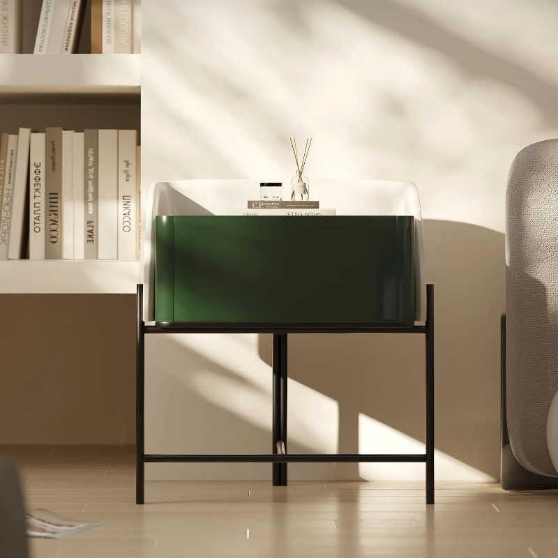 

Прикроватный столик в стиле ретро, простой стильный шкаф для спальни, каменная тарелка, ящик для хранения, маленький боковой шкаф в стиле интернет-знаменитостей