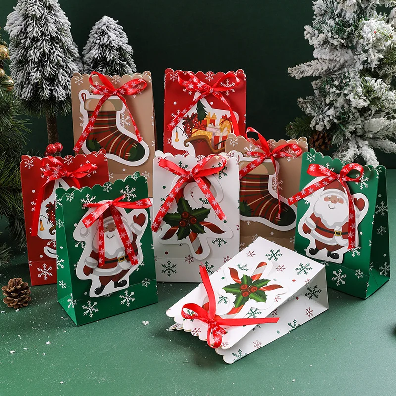 4Pcs Christmas Candy Box Bags Santa Claus Elk Gift Box DIY Cookie Packaging  Bag Kids Favor Merry Christmas Xmas Navidad Decor