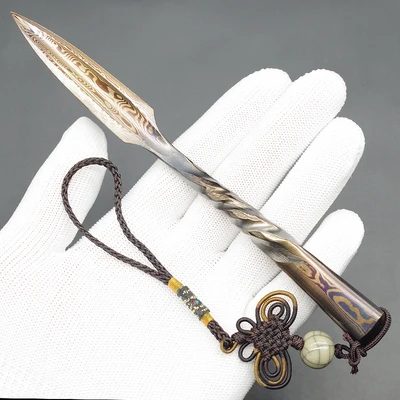 Longquan Pure Hand-made Household Steel Knife Hundred Lian Pattern Damascus Pu 'er Tea Knife Tea Needle Pry Open Tea, Special To
