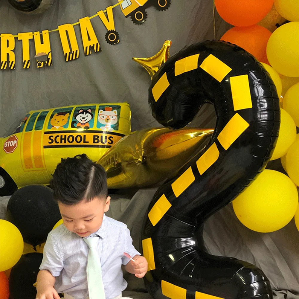 Engineering Vehicle Theme 4D Balloon Disposable Tableware Set Cake Topper Flagbanner Construction Boy Birthday Party Decorations