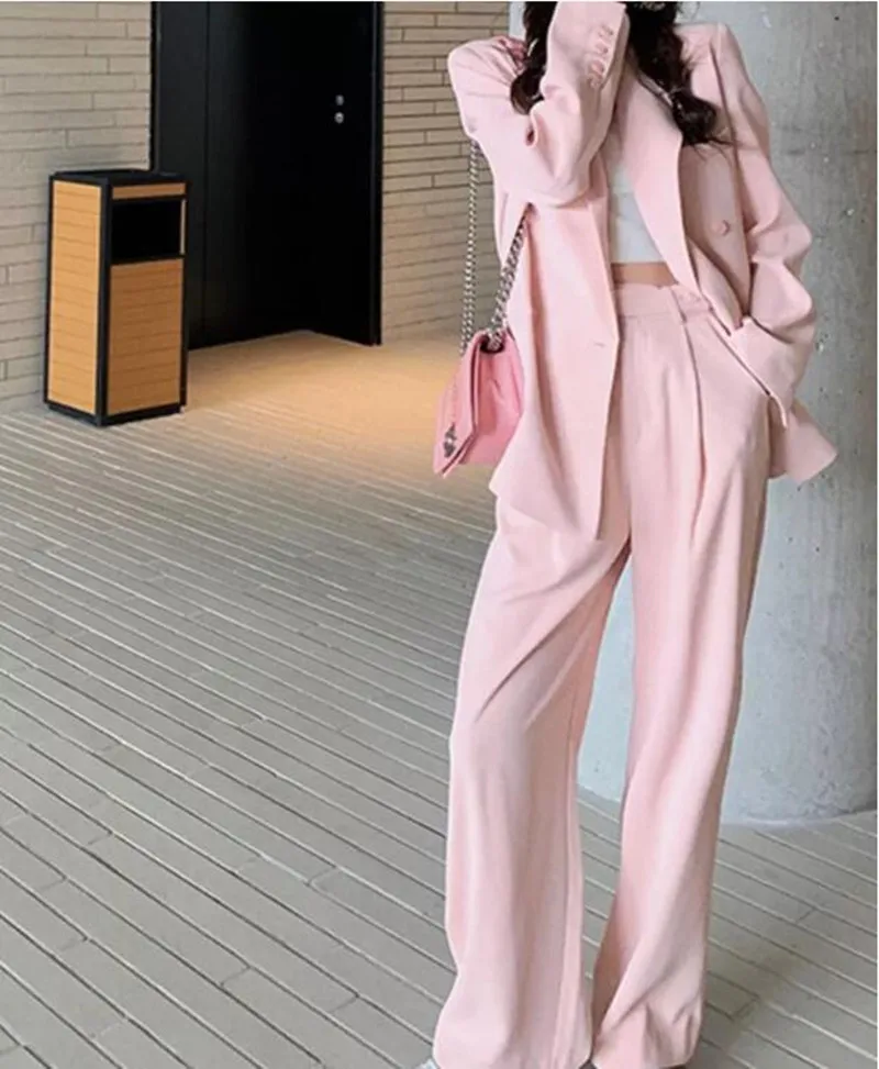 Pink Office Commuter 2-Piece Elegant Business Leisure Formal Wedding Party evening party Set (Jacket+Pants)