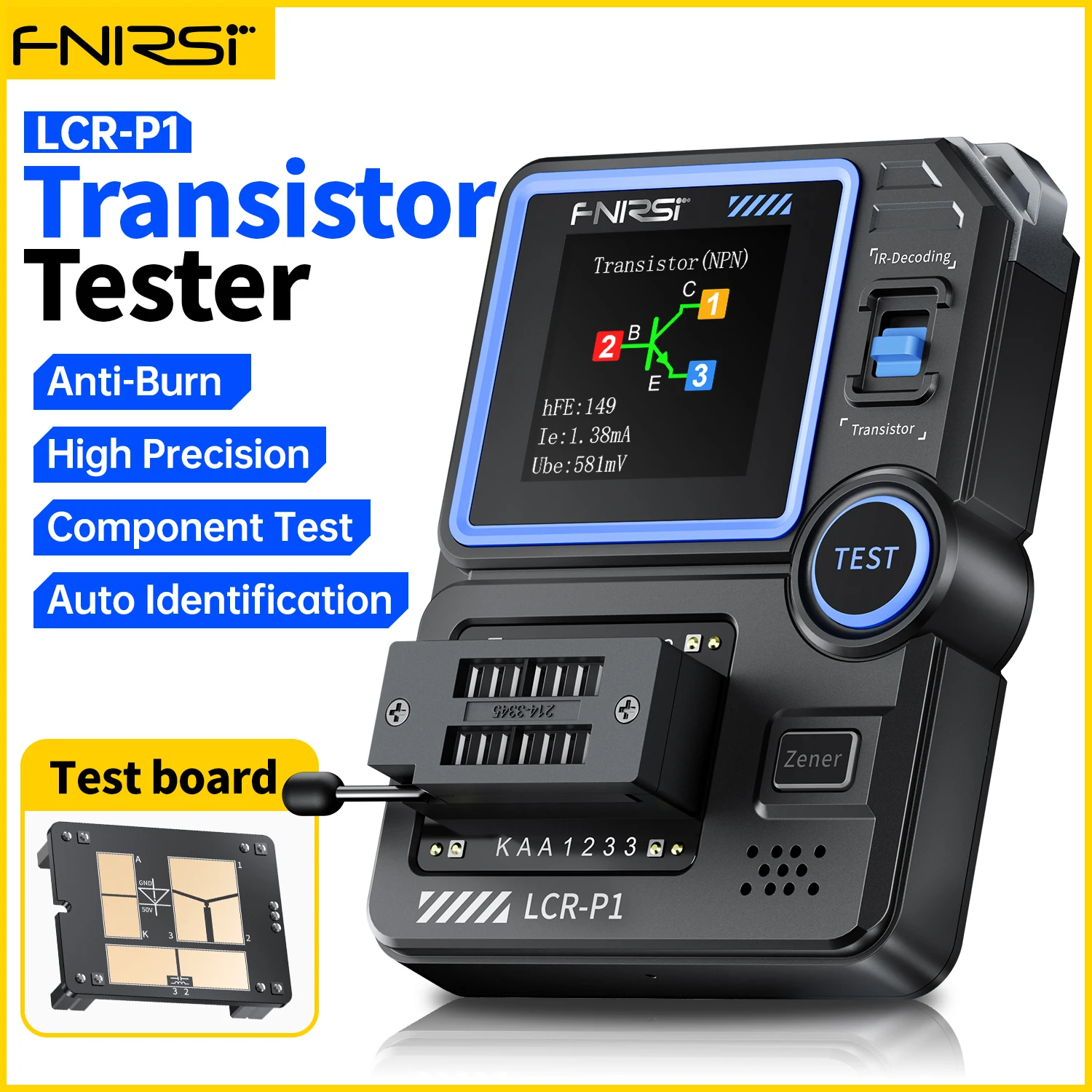 FNIRSI LCR-P1 Transistor Tester Diode Triode Capacimeter Resistance LCR ESR Meter MOSFET NPN PNP SMD Multifunction Tester transistor tester capacitor tester lcr tester inductance and capacitance meter