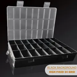 Clear Plastic Jewelry and Craft Storage Organizer with 24 Adjustable Compartments (Black-24 grids)
