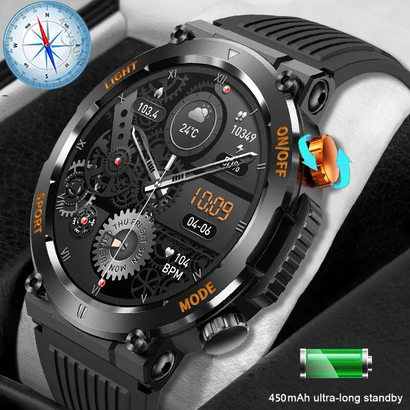 

2023 Outdoor Compass Smartwatch for Men 1.46 Inch BT Phone Heart Rate Monitor Sleep Tracker Watches 100sports Mode Fitness Watch