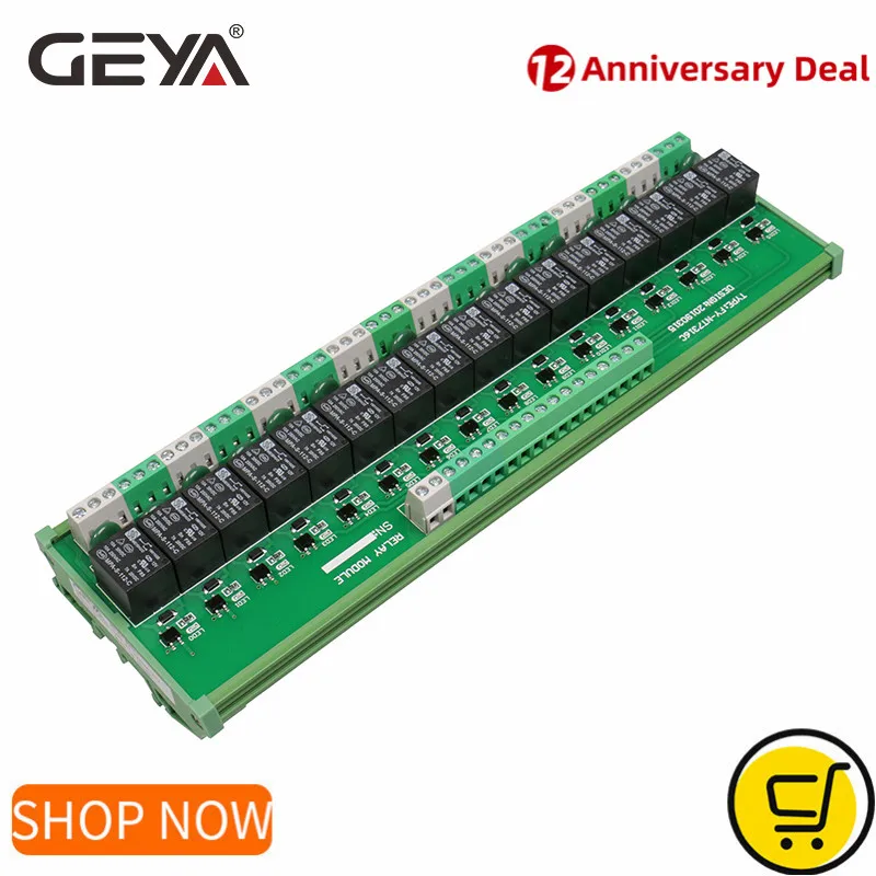 GEYA 16 Groups Solid State Relay 1NC1NO Relay Module for AC DC 12V 24V