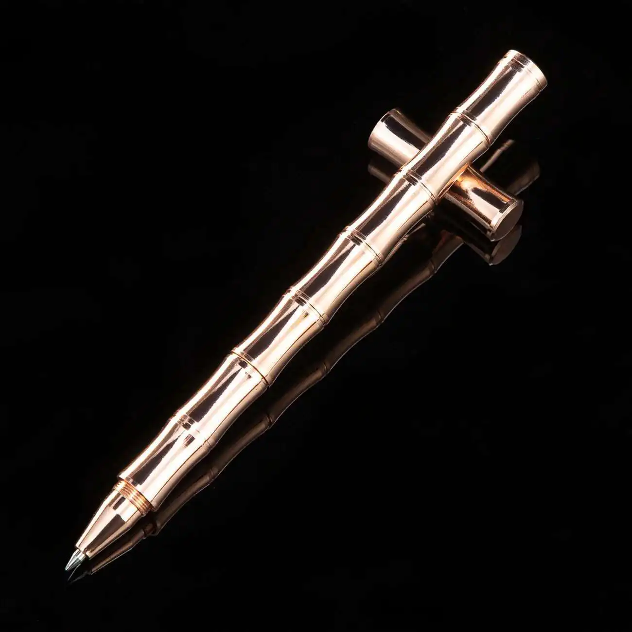 1-teiliger Lytwtw's Messing-Bambus-Kugelschreiber aus Metall für Büro, Schulbedarf, goldener Tintenroller, hochwertiges Briefpapier, Spinnen – Detail 2