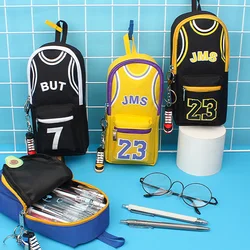 Fashionable Large Capacity Canvas Double Layer Basketball Pencil Case Birthday Gift Students Stationery Bag Student Essential