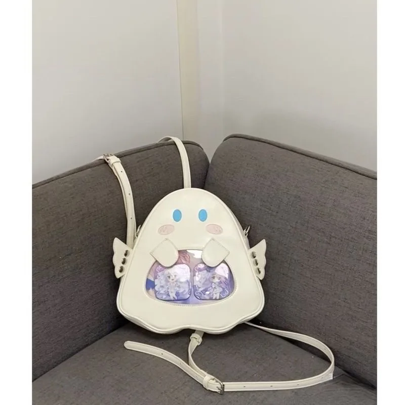 New Cartoon Angel Devil Backpack Creative Kawaii Ghost Azrael Shoulder Bag PU Leather Large Capacity School Bags For Kids 4