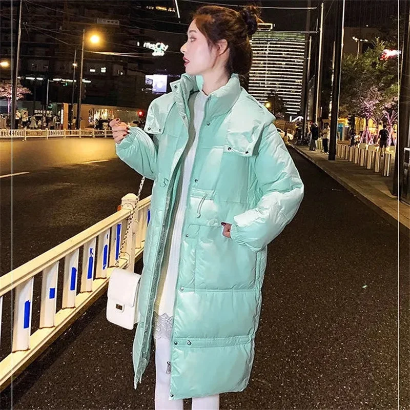 

Women's Parkas Solid Hooded 2022 Casual Winter Jacket Lonng Loose Female Cotton Padded Parka Thick Puffer Coat Ladies Outwear