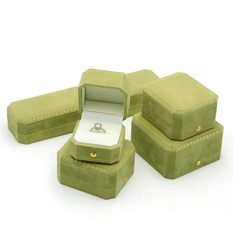 Green Jewelry Ring Box For Engagement Wedding Ring Box Birthday Jewerly Pendant Bracelet Necklace Display Gift Box