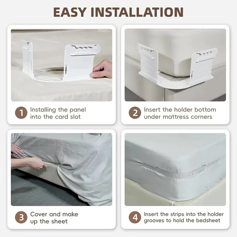 ABNL Open Corner Bed Sheet Holder With Lock Strips,Duty Bedsheet Clips With Enhanced Straps Mattress, Keep Sheet Firm
