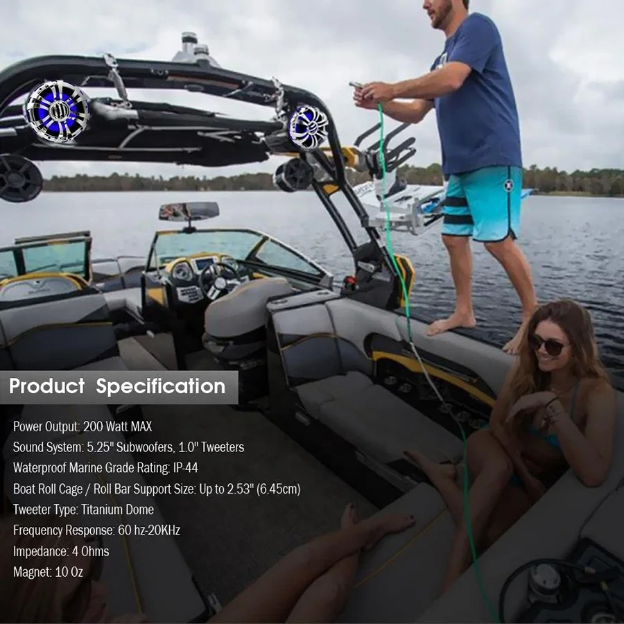 Marine Speakers Waterproof Wakeboard Tower And Audio Stereo Sound System With Built InBT- LED DBS5081S