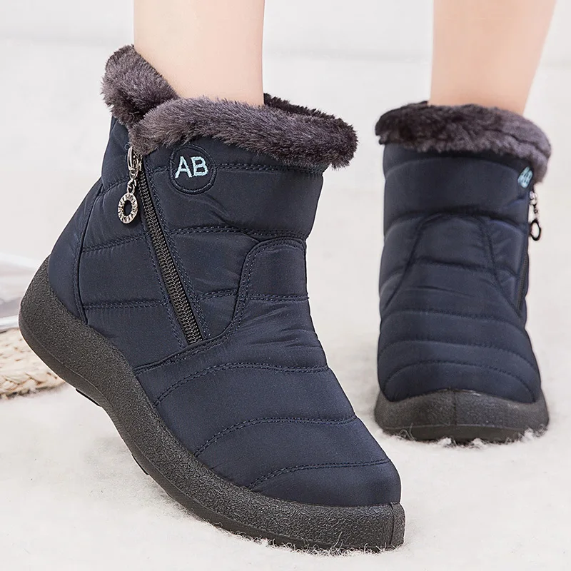 Women's Boots Keep Warm Ankle Boots Fur Winter Shoes Woman Waterproof Snow Boots Winter Botas Mujer Comfortable Black Footwear