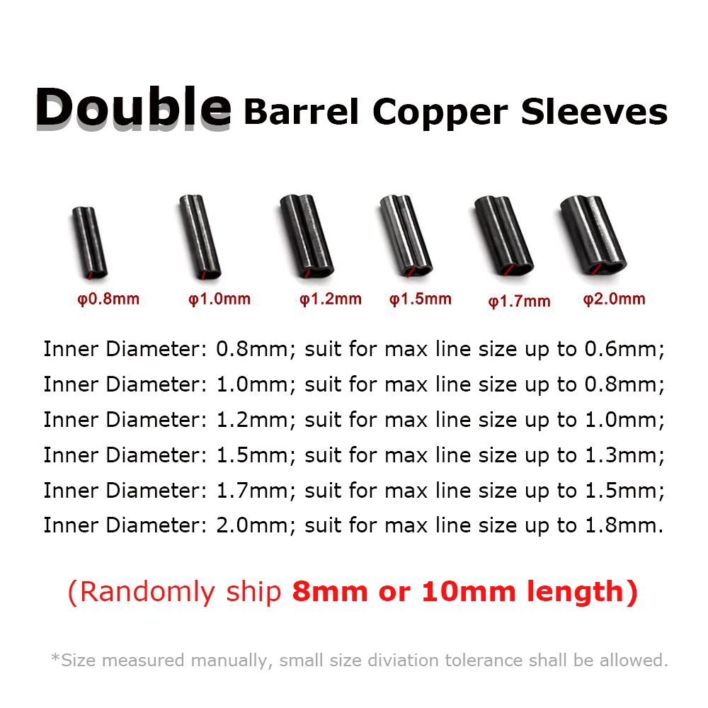 Yisy 100PCS Black Copper Mini Double Barrel Sleeves For Mono Steel