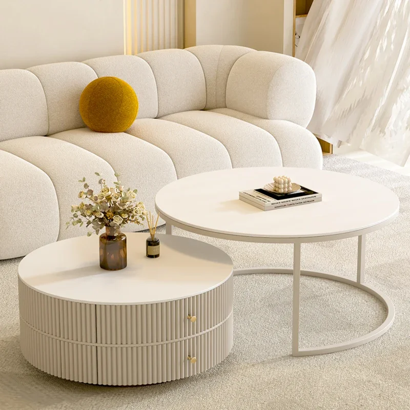 

Dining Coffee Table Center White Circular Console Modern Desktop Living Room Accent Muebles Para El Hogar Home Decoration