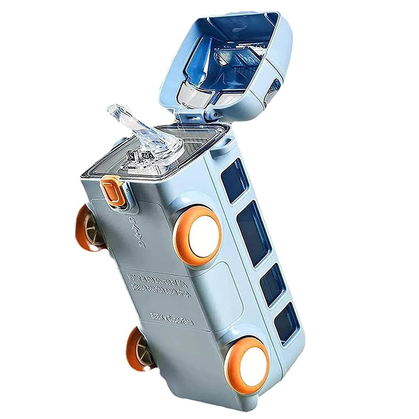 Cute Bus Shape Cup for Kids Portable Water Cup In Bus Shape Children's Small Car Straw Water Bottle with Shoulder Strap