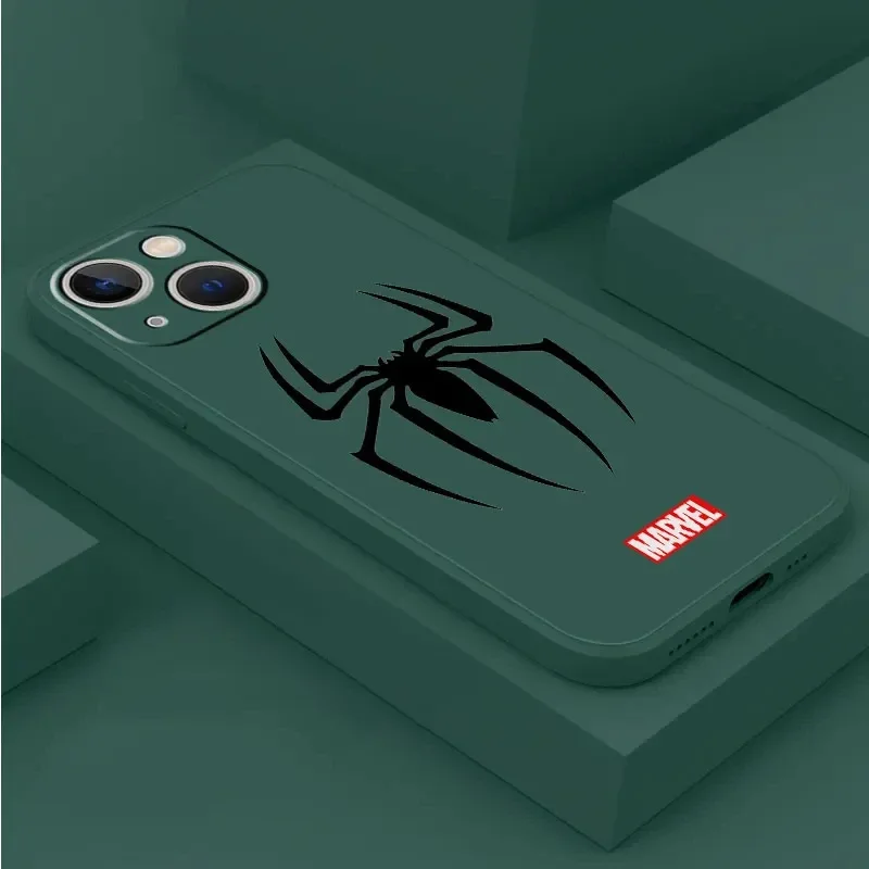 thumbnail image 1 of Soft Back Liquid Case for Apple iPhone 15 Pro Max 12 11 7 6S Plus 13 Mini SE 14 Pro Max XR XS X 8 Marvel Venom Spiderman Coque, 1 of 5