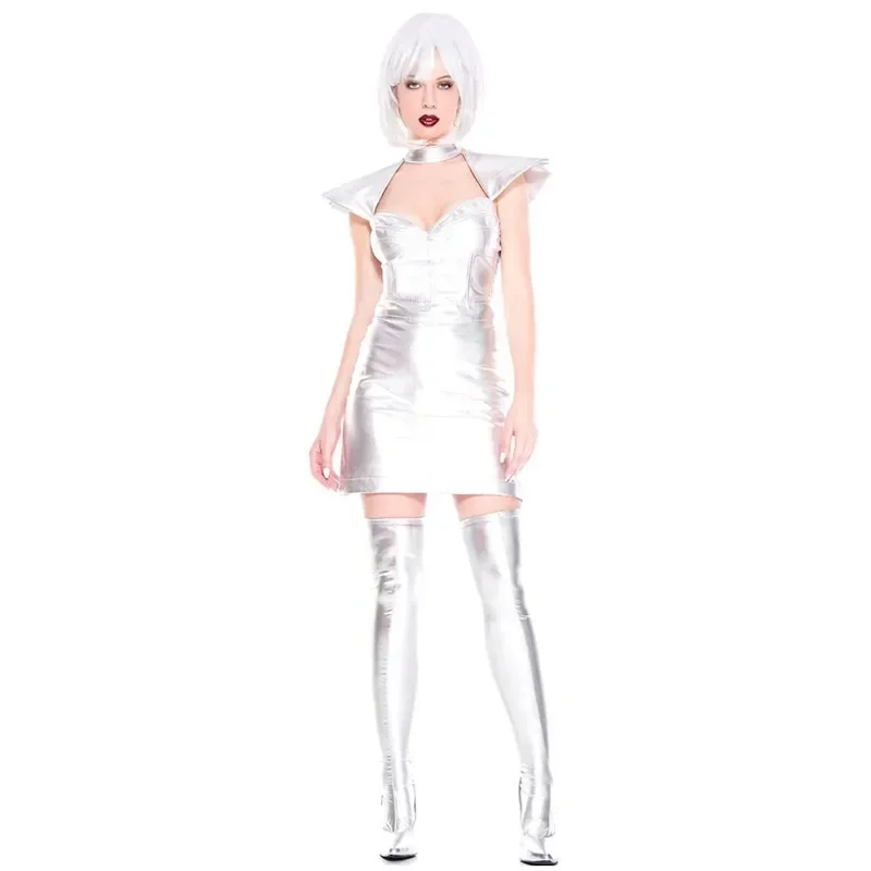 

Sexy Space Planet Astronaut Adults Halloween Cosplay Costume Nightclub Party Dance Pretty Girl Fancy Dress Silver
