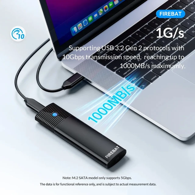 QGeeM 2.5 Hard Drive Enclosure, USB C 3.1 Gen 2 to SATA External