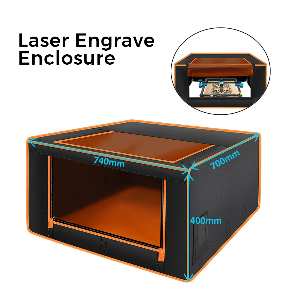 Laser Engraver Enclosure Fireproof Acid Dust Proof Protective Box 740x700x400mm Smoke Exhaust with Powerful Suction Fan