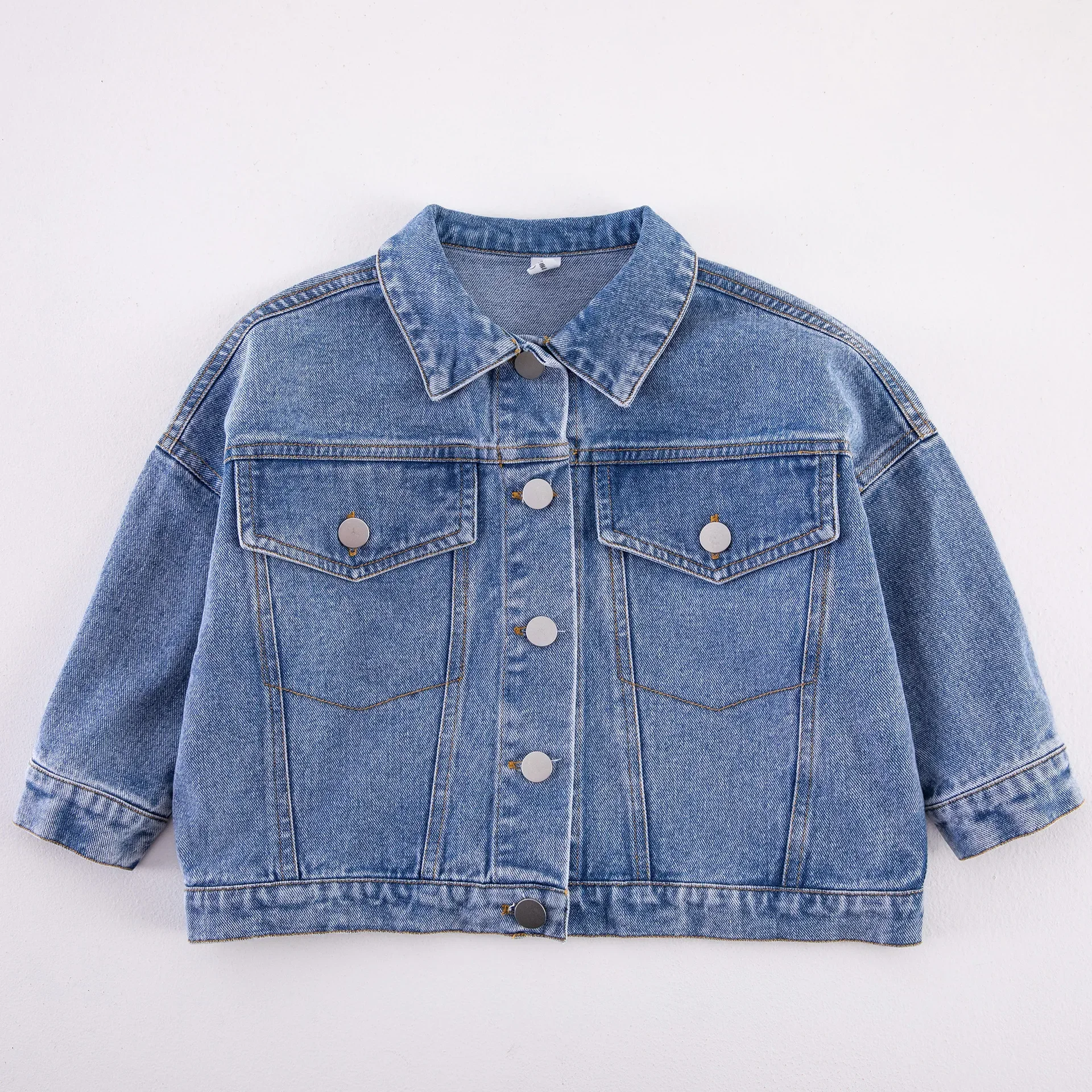 6704-1 Children's Denim Jacket Spring and Autumn Korean Girl's Denim Jacket Casual Loose Boy's Coat Cardigan. 5