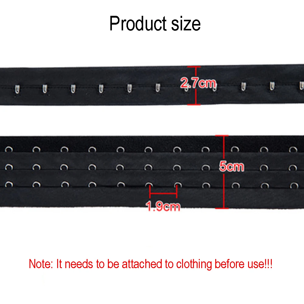 1m 브래지어 익스텐더 3 행 속옷 클립 셰이퍼 후크 & 테이프 백 버클 코르셋 허리 익스텐더 DIY 봉제 의류 액세서리