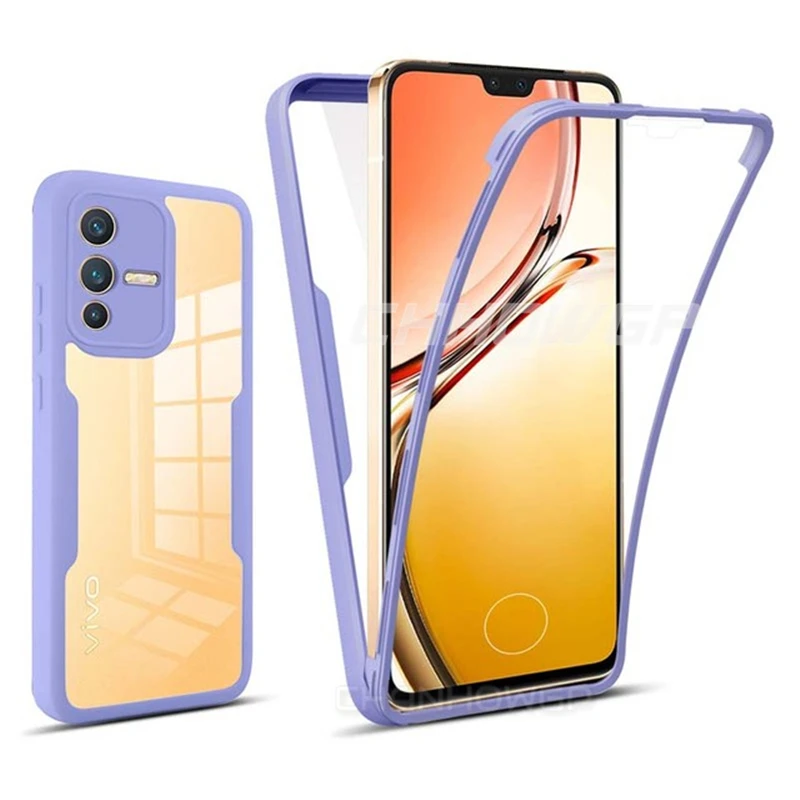 360 Double Soft Front Screen Film Hard Back Case For Vivo V23 Y20 Y20S Y20i Y12S Y55 Y75 Y76S 5G Shockproof Clear Double_voghion.com