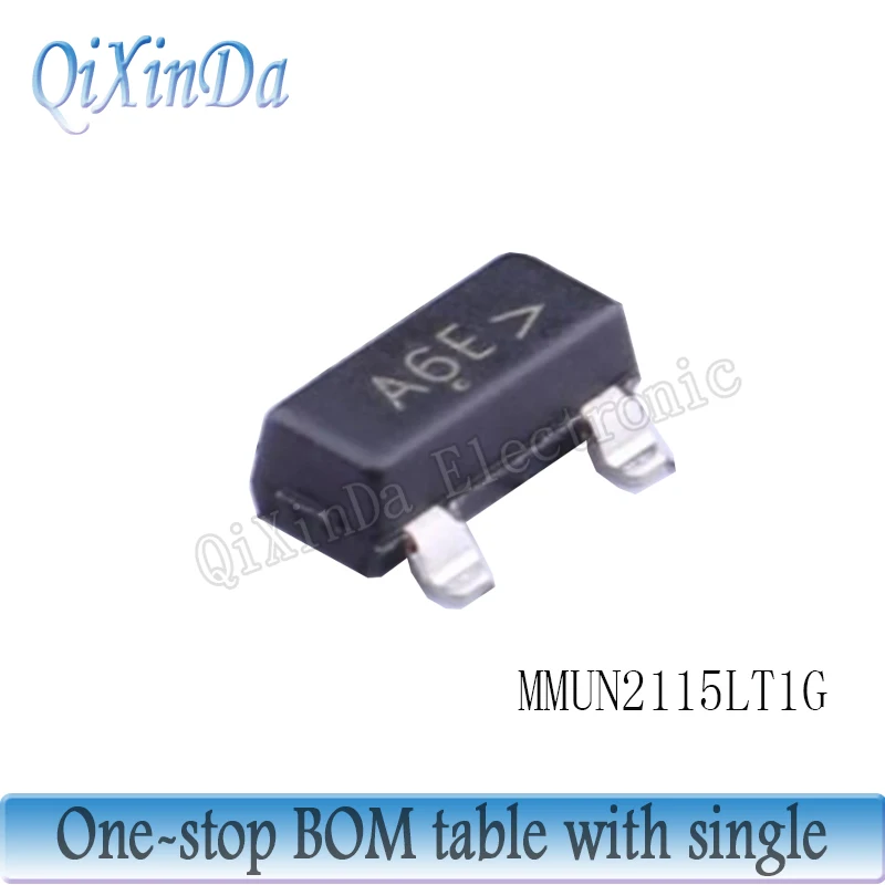 100PCS MMUN2111LT1G A6A MMUN2112LT1G A6B MMNU2113LT1G A6C MMUN2114LT1G A6D MMUN2115LT1G A6E MMUN2116LT1G A6F SOT-23 transistor