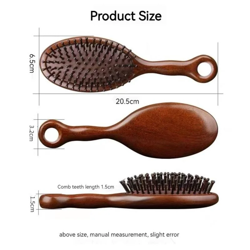 Natural Sandalwood Wooden Air Cushion Comb No-static Head Scalp Scraping Meridians Massage Hair Brush for Women Men 6