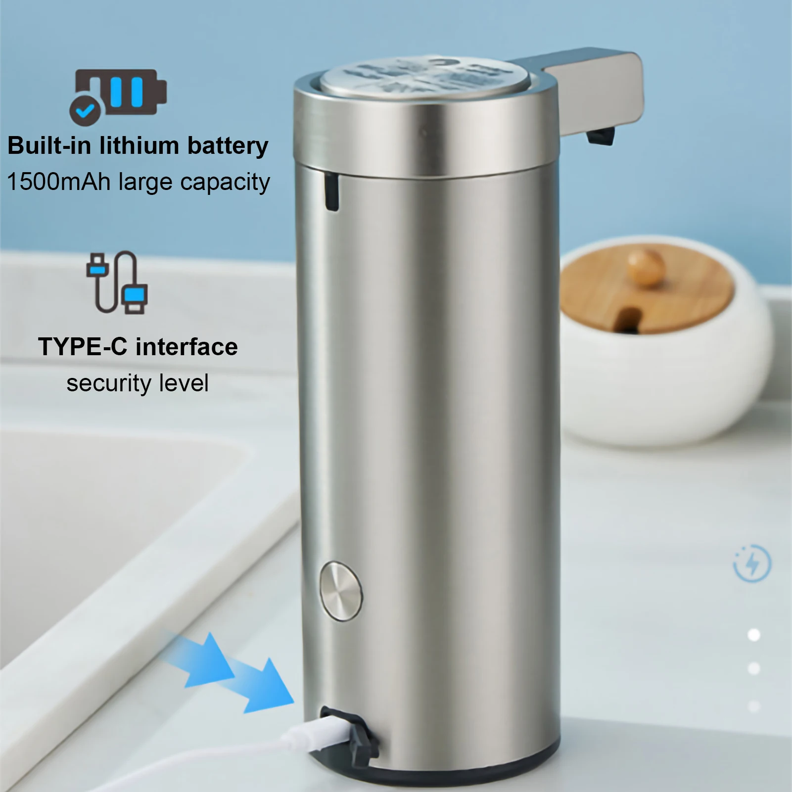 Automatic Liquid Soap Dispensers 304 Stainless Steel Touchless Usb Recharge Waterproof Intelligent Bathroom Kitchen Accessories 2