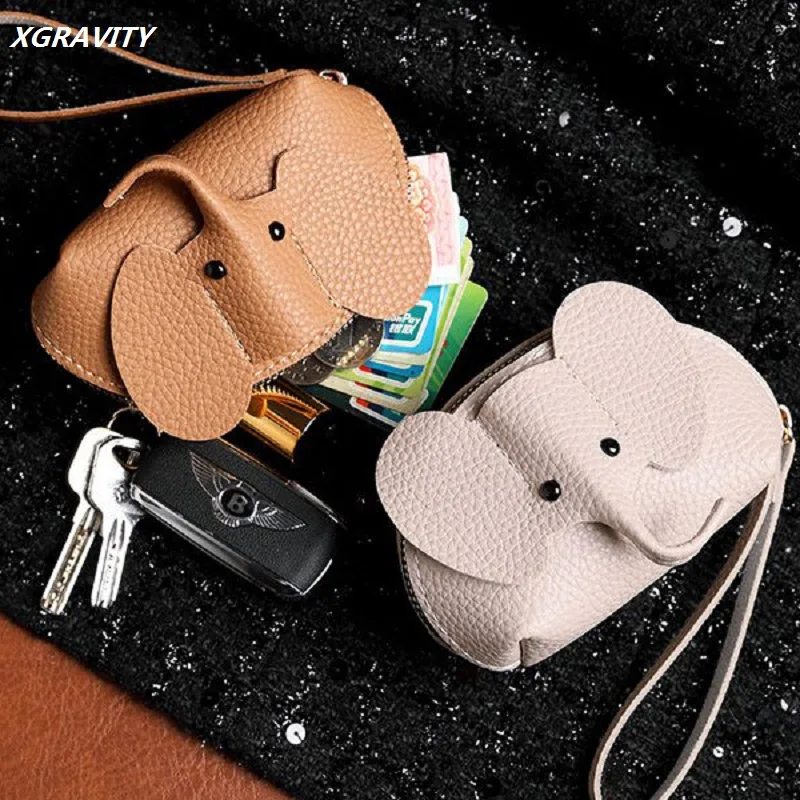 

H010 New Cartoon Fashion Key Bags Elephant Design Women PU Coin Purses Zipper Design Key Ring Inner Man's Animal Purses Wallet