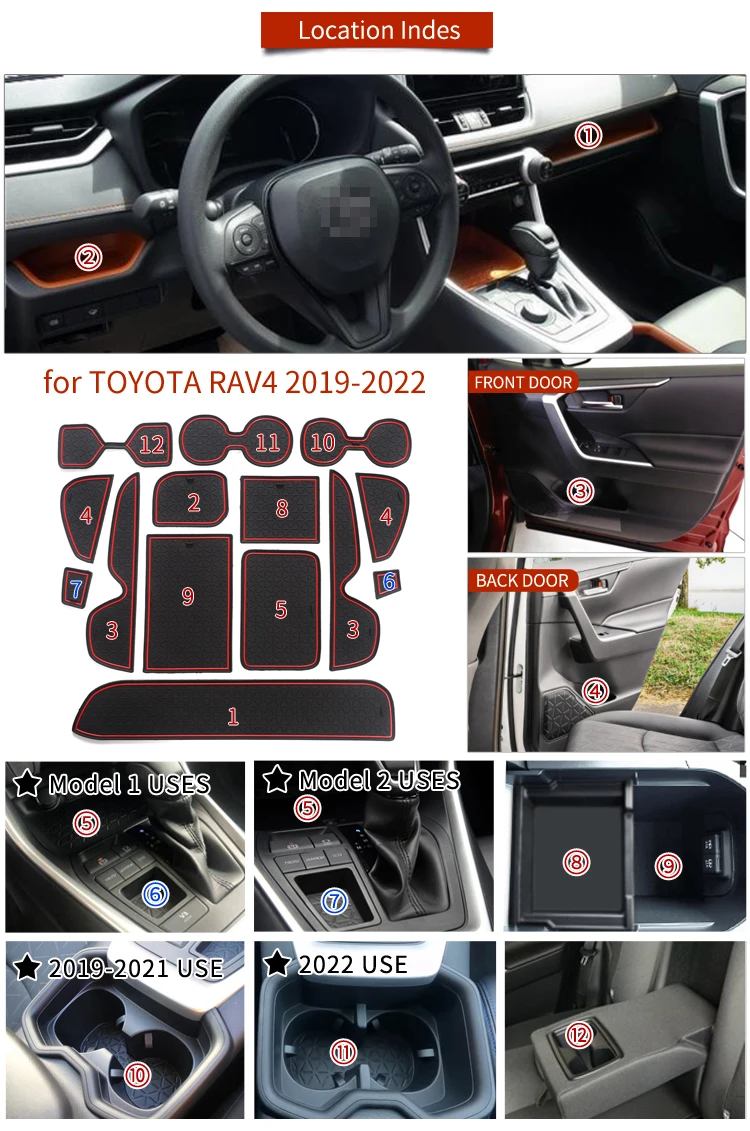 Anti-Rutsch-Cup-Matte für Toyota RAV4 2019 ~ 2022 XA50 RAV 4 50 Torschlitzmatten Gummipads Teppich rutschfeste Autoaufkleber Zubehör – Detail 7